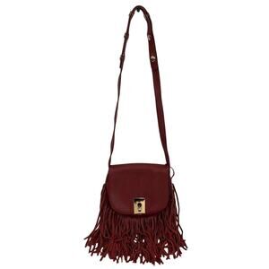 Women's Botkier Burgundy Fringe Leather Crossbody Bag Boho Festival Purse